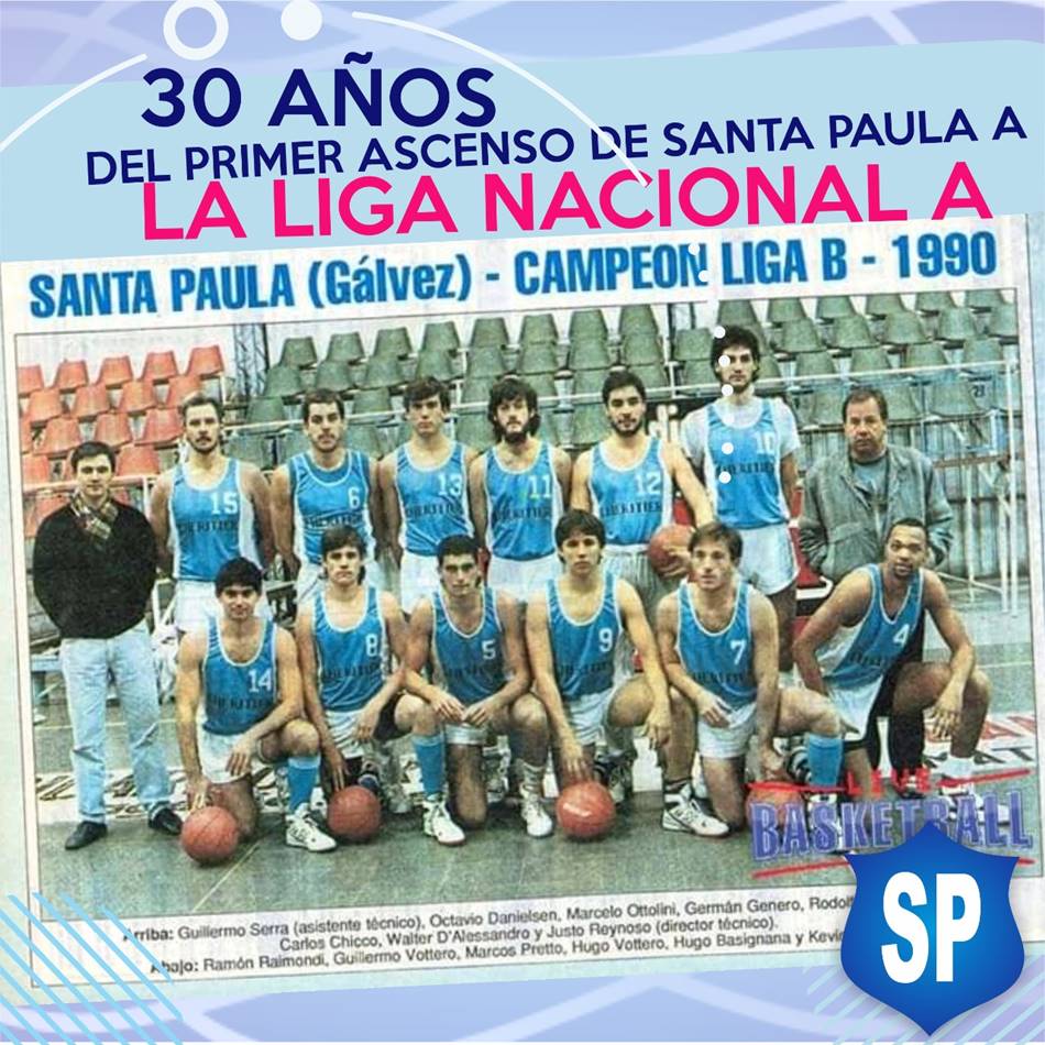 Se cumplen hoy, 30 años del primer ascenso de Santa Paula a la A del básquet