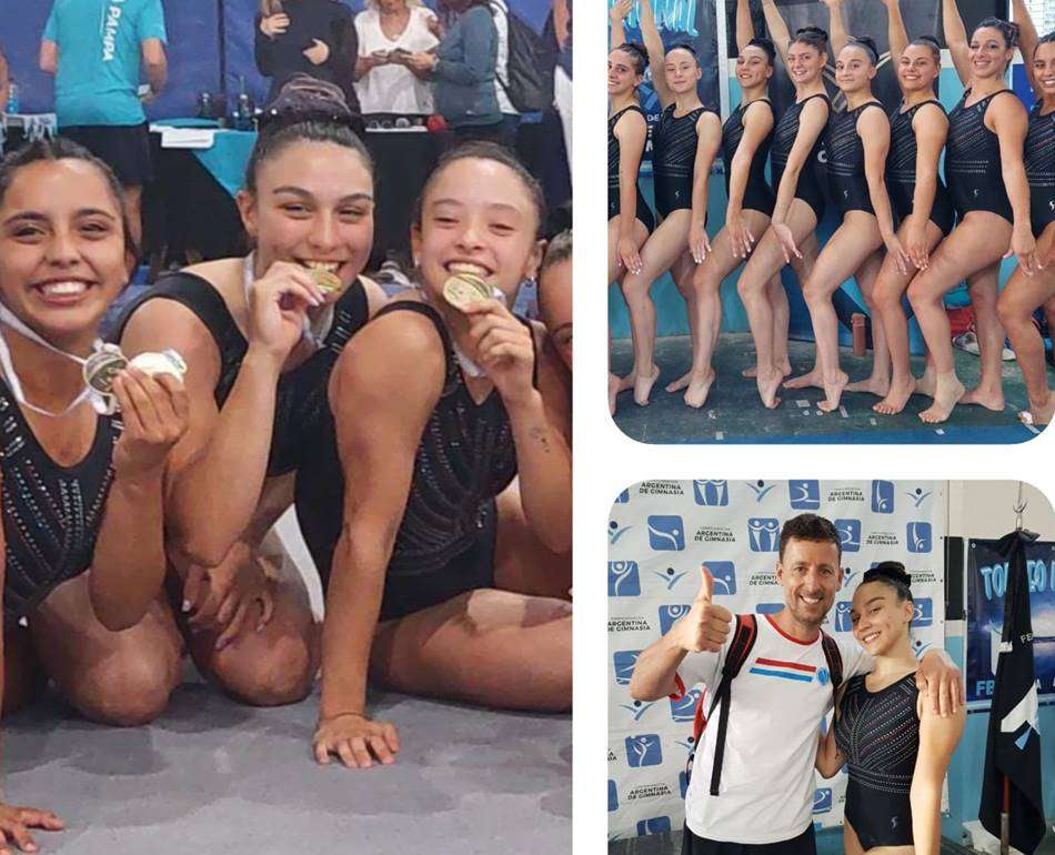 Tres alumnas de «Saltos» en el Nacional de Gimnasia: Lucía Berra resultó campeona por equipos
